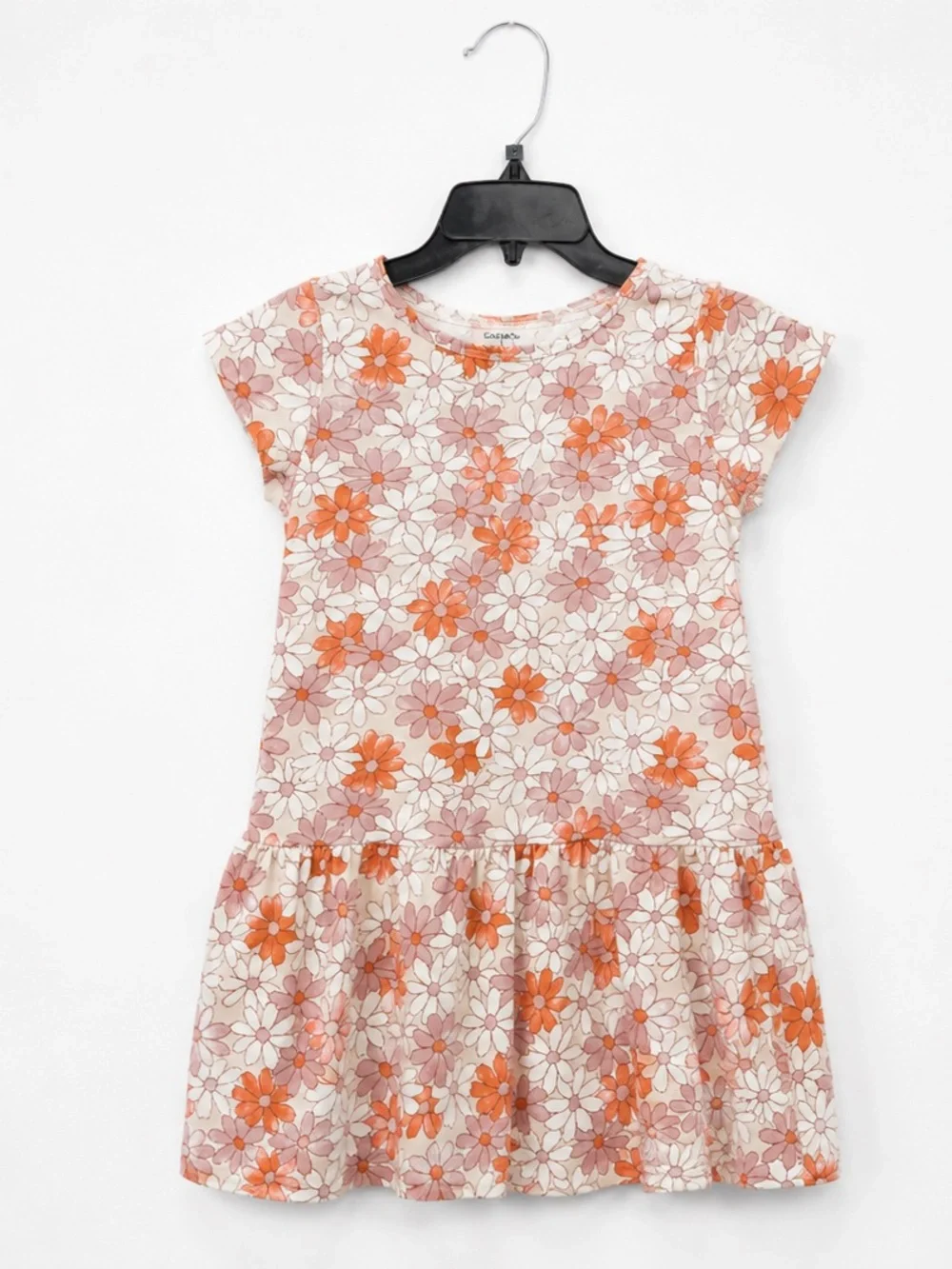 Cat & Jack Orange and Cream Floral Tiered Girl's Dress